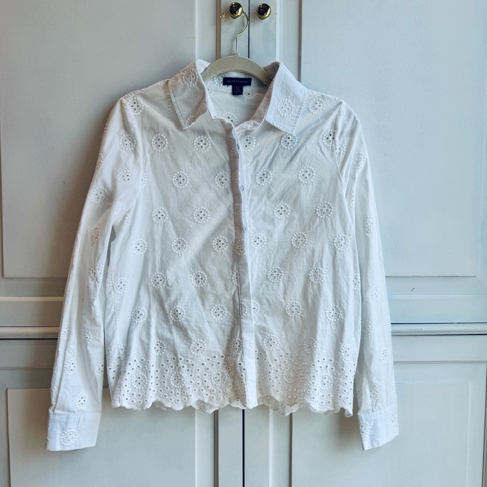 Saks Fifth Avenue White Embroidered Blouse
